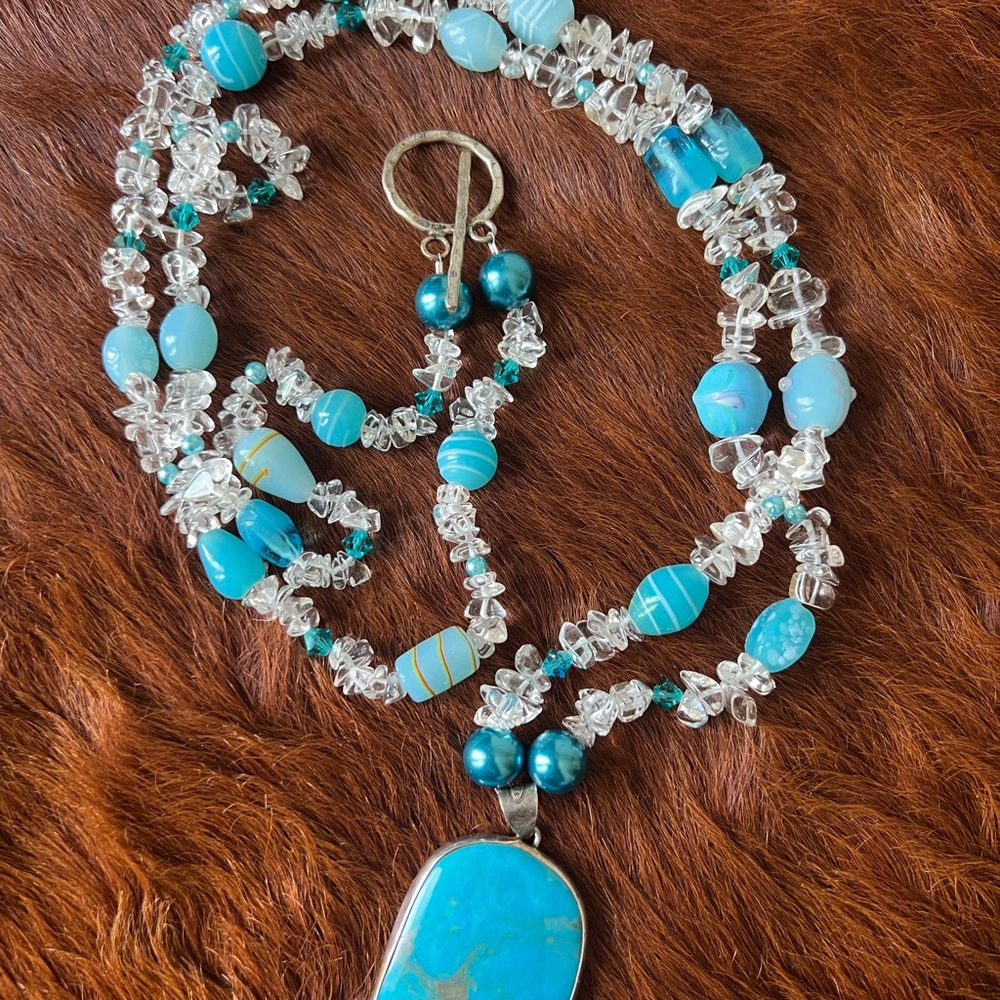 Turquoise & Silver Beaded Necklace
